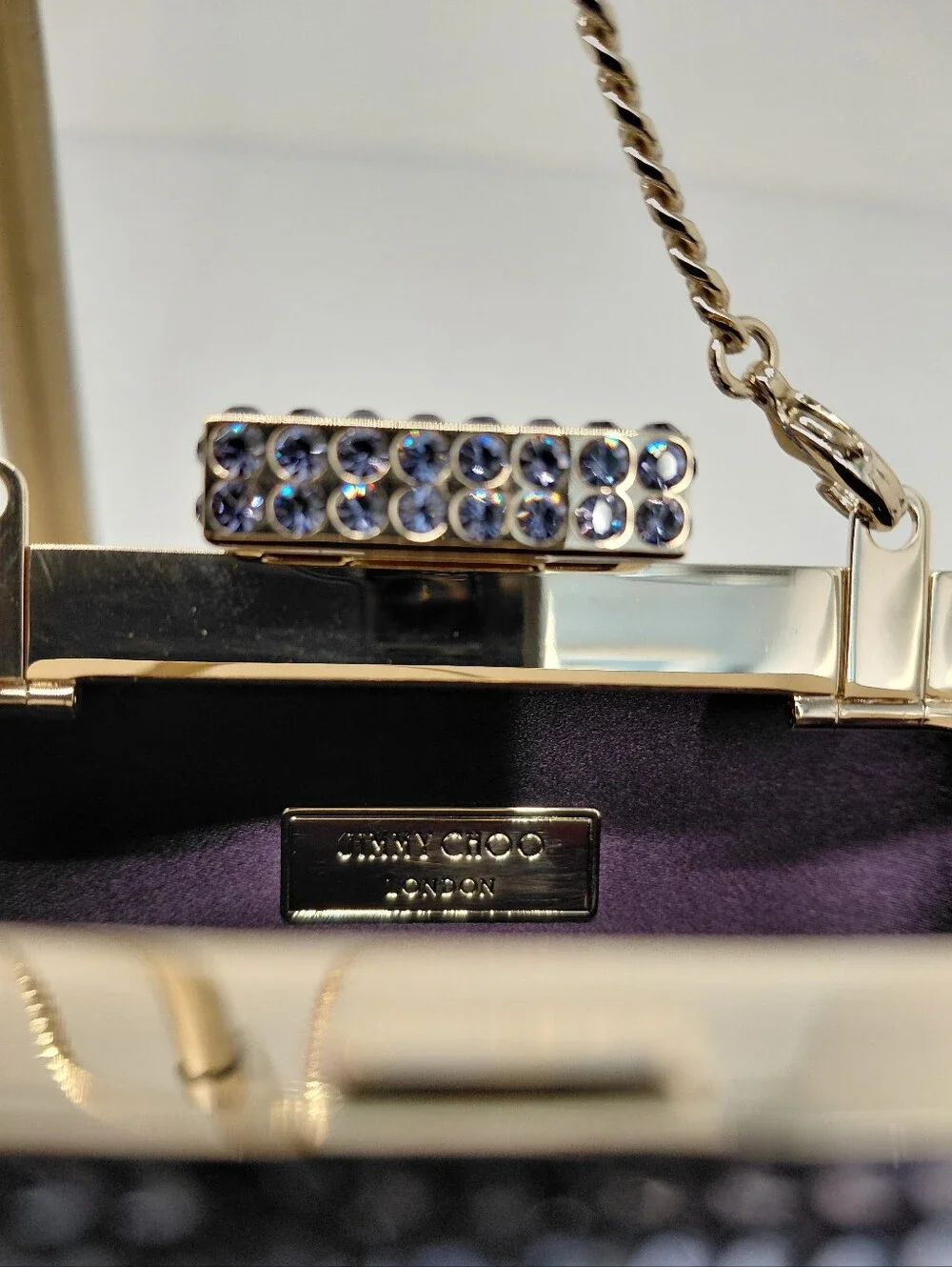 Jimmy Choo Women's Purple Crystal-Embellished Minaudière Clutch Bag